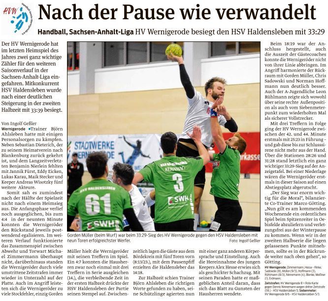 HVW 1. Mannschaft mit wichtigem Sieg zum Heimspielabschluß 2015
